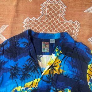 Vintage Pineapple Connection Hawaiian Shirt – Tropical Palm Print, Size XL